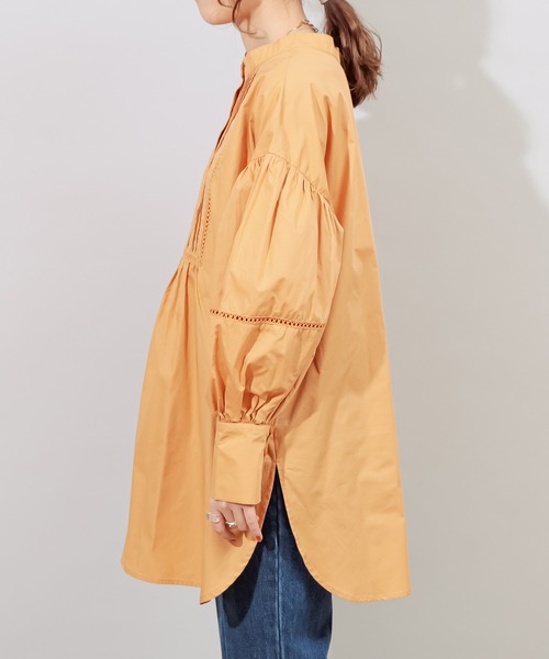 DISCOAT（ディスコート）の「【前後2WAY】ハシゴレース袖ボリュームチュニック（シャツ/ブラウス・レディース・オフホワイト/ブラック/オレンジ・FREE）」の7枚目の写真