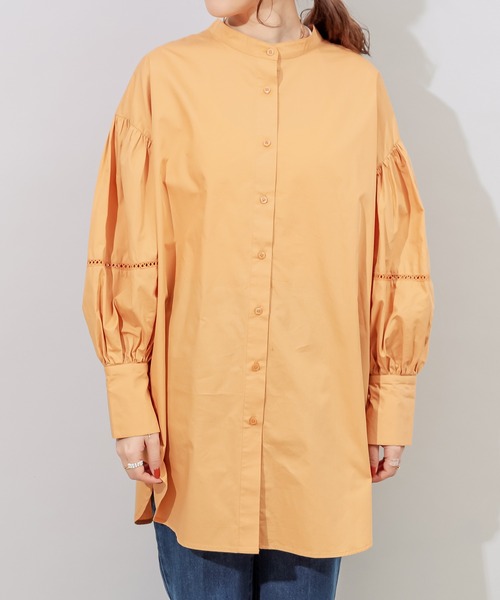 DISCOAT（ディスコート）の「【前後2WAY】ハシゴレース袖ボリュームチュニック（シャツ/ブラウス・レディース・オフホワイト/ブラック/オレンジ・FREE）」の11枚目の写真