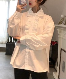 ボリューム袖フロントダブルフリルシャツ