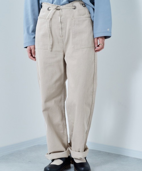 cepo（セポ）の「ＡＳＵＴＥＸリメイクデニムストレート（デニムパンツ・レディース・ベージュ/ピンク/イエロー/サックスブルー・S/M）」の2枚目の写真