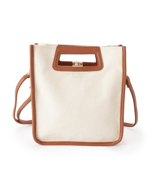 pink adobe（ピンクアドベ）の「◆【2WAY】パイピング スクエアショルダーバッグ（ショルダーバッグ・レディース・ブラック/グレー系/ブラウン系/サンドベージュ・00）」の3枚目の写真