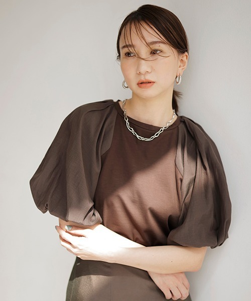 FRAY I.D（フレイアイディー）の「バルーンスリーブトップス（Tシャツ/カットソー・レディース・ブラック/ブラウン/ホワイト・FREE）」の21枚目の写真