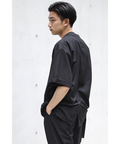 CREARE -LINO-（クレアーレリノ）の「2WAYノーカラーシャツジャケット<セットアップ可>（ノーカラージャケット・メンズ・ブラック/カーキ/グレイッシュベージュ・M/L）」の4枚目の写真