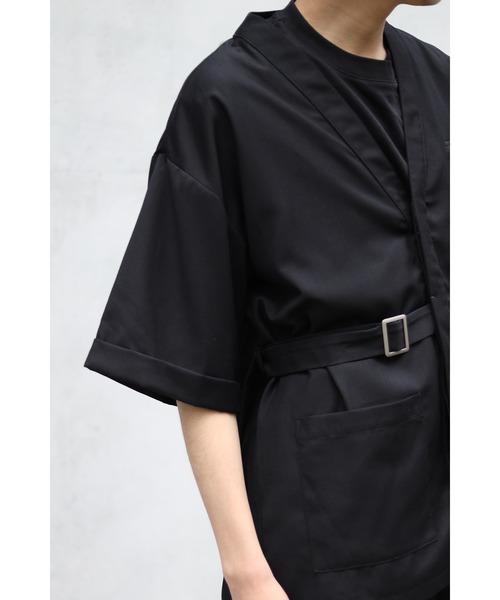 CREARE -LINO-（クレアーレリノ）の「2WAYノーカラーシャツジャケット<セットアップ可>（ノーカラージャケット・メンズ・ブラック/カーキ/グレイッシュベージュ・M/L）」の18枚目の写真