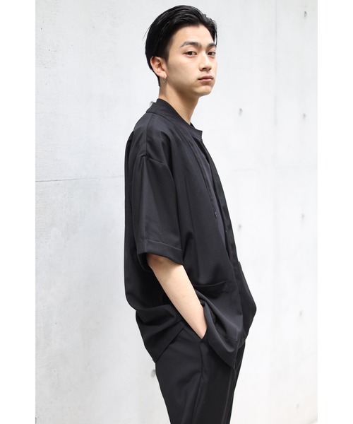 CREARE -LINO-（クレアーレリノ）の「2WAYノーカラーシャツジャケット<セットアップ可>（ノーカラージャケット・メンズ・ブラック/カーキ/グレイッシュベージュ・M/L）」の14枚目の写真