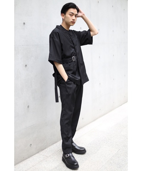 CREARE -LINO-（クレアーレリノ）の「2WAYノーカラーシャツジャケット<セットアップ可>（ノーカラージャケット・メンズ・ブラック/カーキ/グレイッシュベージュ・M/L）」の9枚目の写真