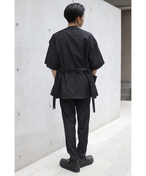 CREARE -LINO-（クレアーレリノ）の「2WAYノーカラーシャツジャケット<セットアップ可>（ノーカラージャケット・メンズ・ブラック/カーキ/グレイッシュベージュ・M/L）」の19枚目の写真