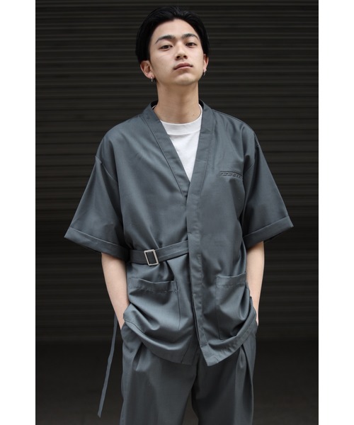 CREARE -LINO-（クレアーレリノ）の「2WAYノーカラーシャツジャケット<セットアップ可>（ノーカラージャケット・メンズ・ブラック/カーキ/グレイッシュベージュ・M/L）」の10枚目の写真