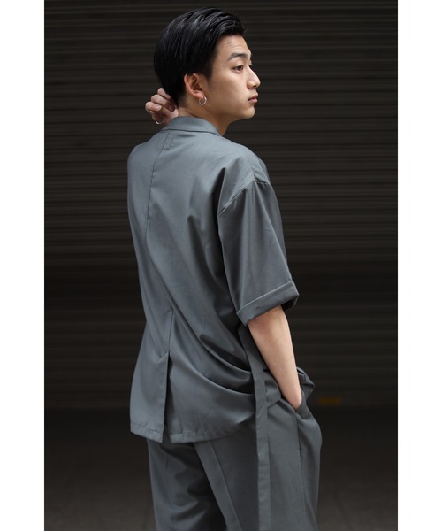 CREARE -LINO-（クレアーレリノ）の「2WAYノーカラーシャツジャケット<セットアップ可>（ノーカラージャケット・メンズ・ブラック/カーキ/グレイッシュベージュ・M/L）」の6枚目の写真