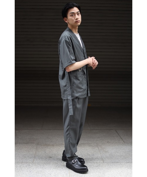 CREARE -LINO-（クレアーレリノ）の「2WAYノーカラーシャツジャケット<セットアップ可>（ノーカラージャケット・メンズ・ブラック/カーキ/グレイッシュベージュ・M/L）」の20枚目の写真