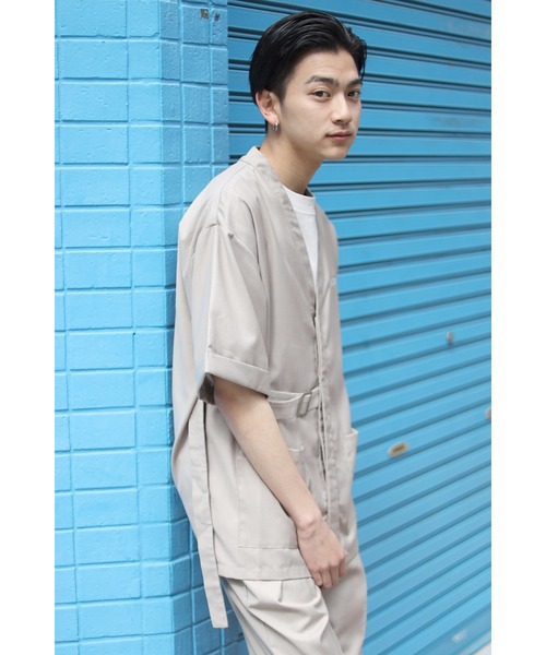 CREARE -LINO-（クレアーレリノ）の「2WAYノーカラーシャツジャケット<セットアップ可>（ノーカラージャケット・メンズ・ブラック/カーキ/グレイッシュベージュ・M/L）」の16枚目の写真