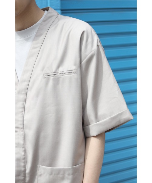 CREARE -LINO-（クレアーレリノ）の「2WAYノーカラーシャツジャケット<セットアップ可>（ノーカラージャケット・メンズ・ブラック/カーキ/グレイッシュベージュ・M/L）」の21枚目の写真