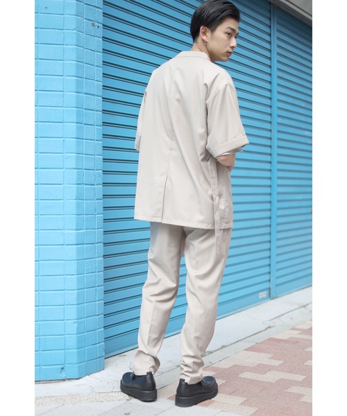 CREARE -LINO-（クレアーレリノ）の「2WAYノーカラーシャツジャケット<セットアップ可>（ノーカラージャケット・メンズ・ブラック/カーキ/グレイッシュベージュ・M/L）」の8枚目の写真