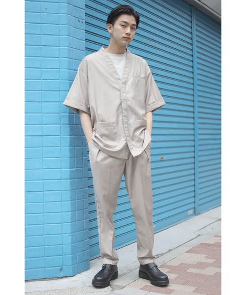 CREARE -LINO-（クレアーレリノ）の「2WAYノーカラーシャツジャケット<セットアップ可>（ノーカラージャケット・メンズ・ブラック/カーキ/グレイッシュベージュ・M/L）」の17枚目の写真