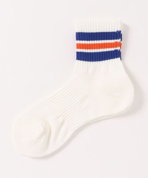 FREAK'S STORE（フリークスストア）の「Healthknit/ヘルスニット 別注和紙 ラインソックス（ソックス/靴下・メンズ・チャコールグレー/パープル/ネイビー/グリーン/ブルー・ﾌﾘ-）」の5枚目の写真