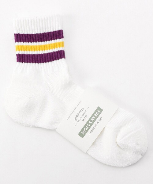 FREAK'S STORE（フリークスストア）の「Healthknit/ヘルスニット 別注和紙 ラインソックス（ソックス/靴下・メンズ・チャコールグレー/パープル/ネイビー/グリーン/ブルー・ﾌﾘ-）」の7枚目の写真