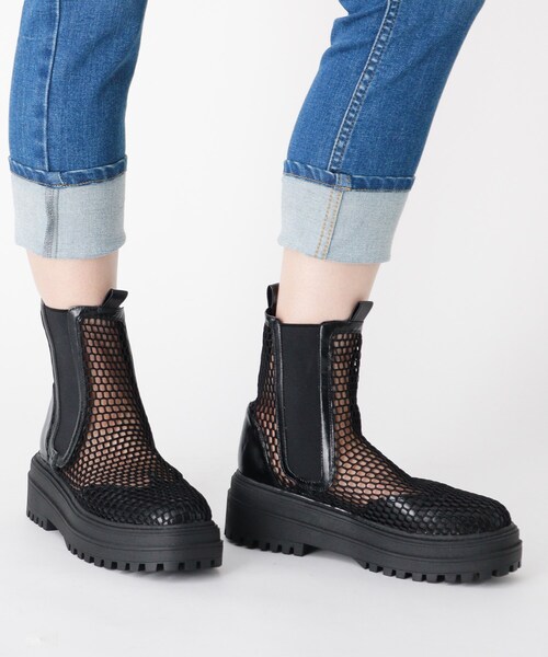 ESPERANZA（エスペランサ）の「シースルーメッシュサイドゴアブーツ（ブーツ・レディース・アイボリー系2/ブラック系2・S/M/L/LL）」の3枚目の写真