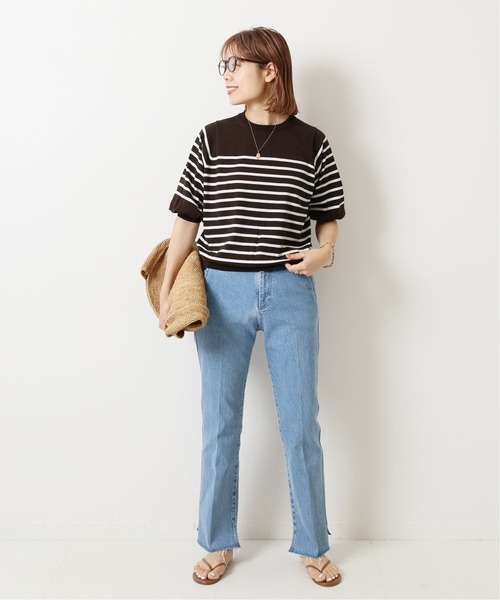 【新品】Spick and Span　【スロー】スカーフ　ボーダー　ブルー インポートスカーフ｜フランス・ヨーロッパスカーフ｜飾り