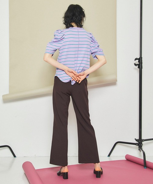 INella（イネラ）の「【INella(イネラ)】ボーダータックショルダートップス（Tシャツ/カットソー・レディース・ブラック/パープル/ベージュ・FREE）」の10枚目の写真