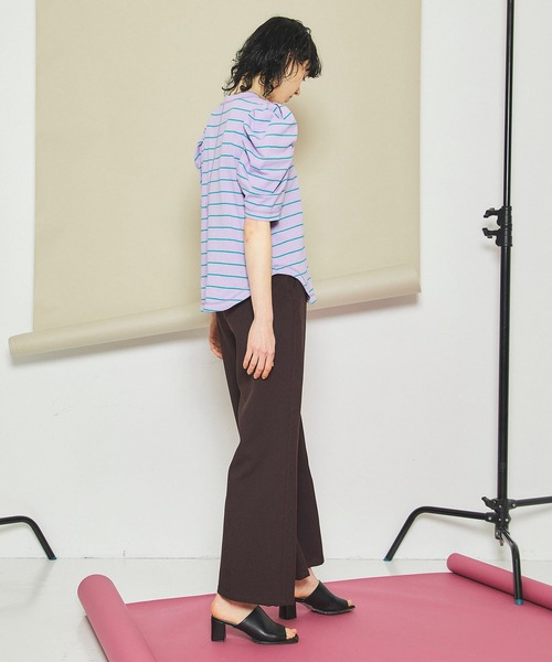 INella（イネラ）の「【INella(イネラ)】ボーダータックショルダートップス（Tシャツ/カットソー・レディース・ブラック/パープル/ベージュ・FREE）」の9枚目の写真