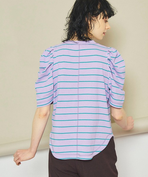 INella（イネラ）の「【INella(イネラ)】ボーダータックショルダートップス（Tシャツ/カットソー・レディース・ブラック/パープル/ベージュ・FREE）」の7枚目の写真