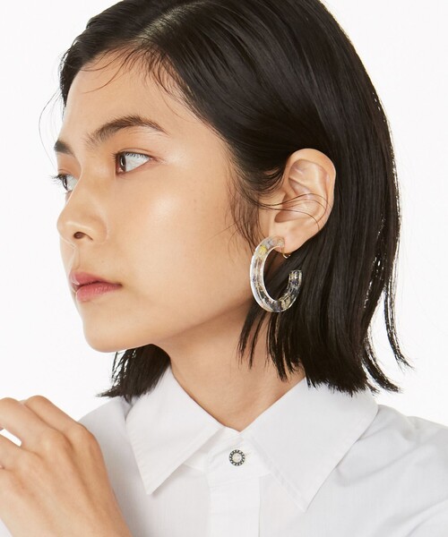 ANEVER(アンエバー)の「CIRCLE HOOP イヤリング(イヤリング・レディース・ホワイト系・F)」の10枚目の写真