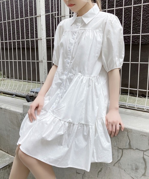 Figments（フィグメンツ）の「ティアードシャツワンピース（ワンピース・レディース・ホワイト/ブラック・FREE）」の18枚目の写真