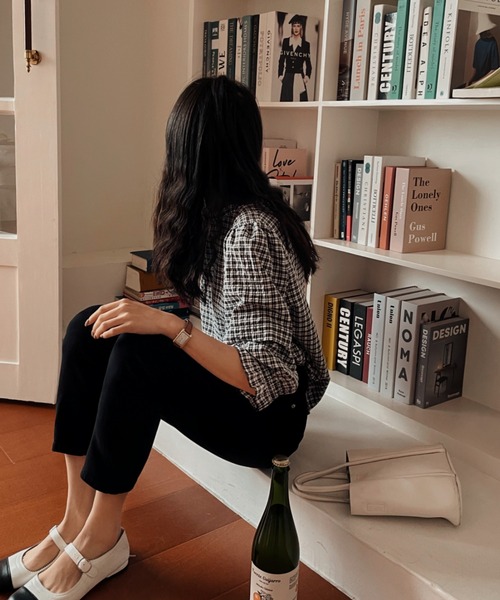 emi+（エミプラス）の「プチハイネックギンガムチェックブラウス（シャツ/ブラウス・レディース・ブラック・L/M/S）」の21枚目の写真