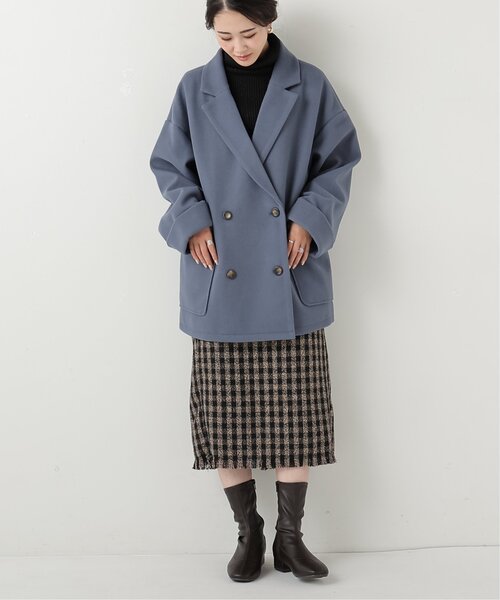 frames RAY CASSIN（フレームスレイカズン）の「ニットモッサ　ビッグダブルテーラードジャケット（その他アウター・レディース・グレー/ブルー/モカ・FREE）」の9枚目の写真