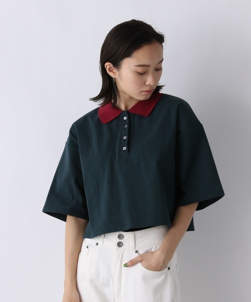 JEANASIS(ジーナシス)の「アソートカットポロSS/955381(ポロシャツ・レディース・ホワイト/ブラック/グリーン・FREE)」の3枚目の写真