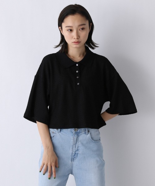 JEANASIS(ジーナシス)の「アソートカットポロSS/955381(ポロシャツ・レディース・ホワイト/ブラック/グリーン・FREE)」の1枚目の写真