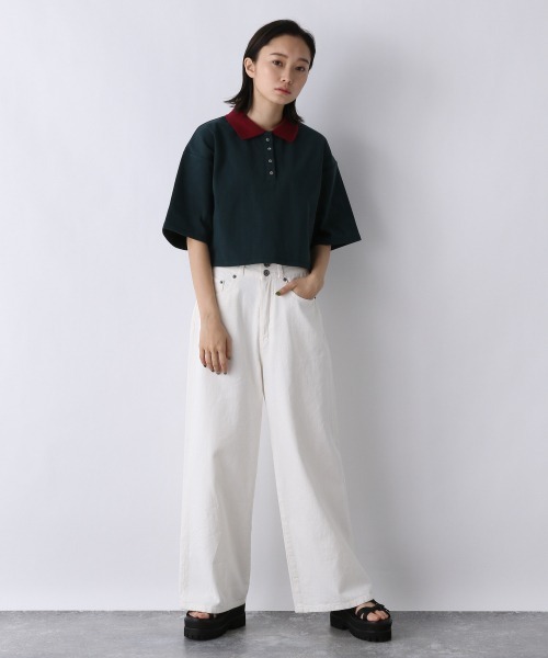 JEANASIS(ジーナシス)の「アソートカットポロSS/955381(ポロシャツ・レディース・ホワイト/ブラック/グリーン・FREE)」の6枚目の写真