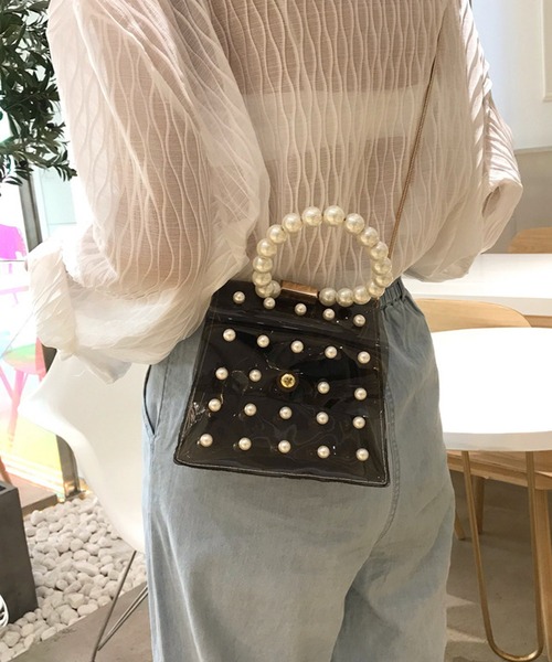 shopnikoniko（ショップニコニコ）の「パール クリア バック 2way（ハンドバッグ・レディース・ダークブラウン/クリア・フリー）」の19枚目の写真