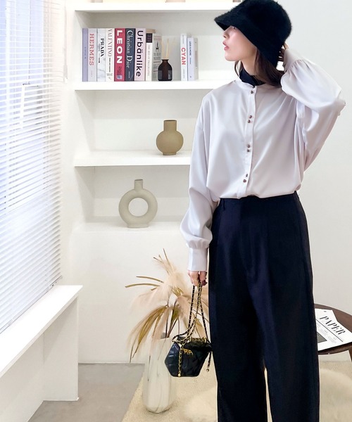 セール】際立つ光沢感。2wayダブルボタンシャツ（シャツ