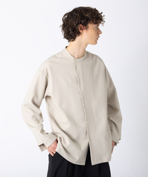 【MYSELF ABAHOUSE】POLY WOOLLY TWILL ポリウーリーツイル オーバーサイズ ブッチャーシャツ