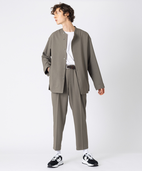 MYSELF ABAHOUSE(マイセルフアバハウス)の「【MYSELF ABAHOUSE】POLY WOOLLY TWILL ポリウーリーツイル オーバーサイズ ブッチャーシャツ(シャツ/ブラウス・メンズ・ベージュ/グレイッシュベージュ/カーキ/グレイッシュブルー・46/48)」の7枚目の写真