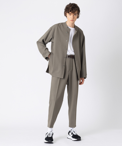 MYSELF ABAHOUSE(マイセルフアバハウス)の「【MYSELF ABAHOUSE】POLY WOOLLY TWILL ポリウーリーツイル オーバーサイズ ブッチャーシャツ(シャツ/ブラウス・メンズ・ベージュ/グレイッシュベージュ/カーキ/グレイッシュブルー・46/48)」の21枚目の写真
