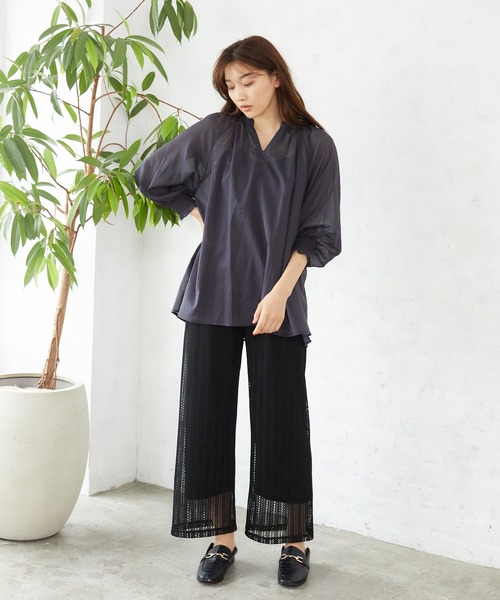 Rewde(ルゥデ)の「マルチストライプジャガードパンツ(1R12-07074)(その他パンツ・レディース・ブラック/グレー/ブルー・M)」の9枚目の写真