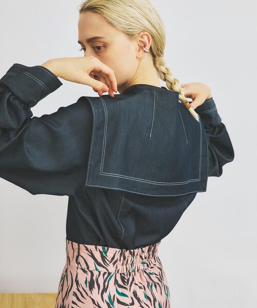 INella（イネラ）の「【INella(イネラ)】マルチWAYハイネックブラウス（シャツ/ブラウス・レディース・ブラック/ホワイト/ネイビー・FREE）」の3枚目の写真