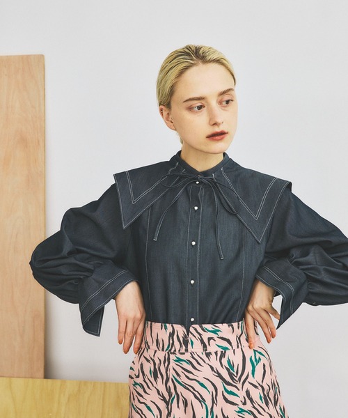 INella（イネラ）の「【INella(イネラ)】マルチWAYハイネックブラウス（シャツ/ブラウス・レディース・ブラック/ホワイト/ネイビー・FREE）」の16枚目の写真