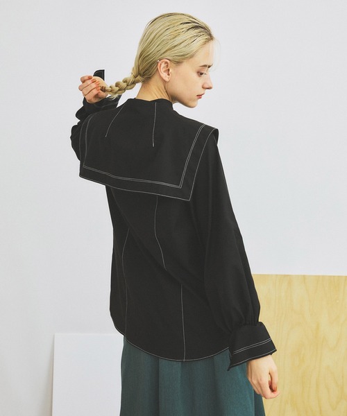 INella（イネラ）の「【INella(イネラ)】マルチWAYハイネックブラウス（シャツ/ブラウス・レディース・ブラック/ホワイト/ネイビー・FREE）」の9枚目の写真