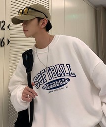 カレッジプリント　ルーズシルエットトレーナー