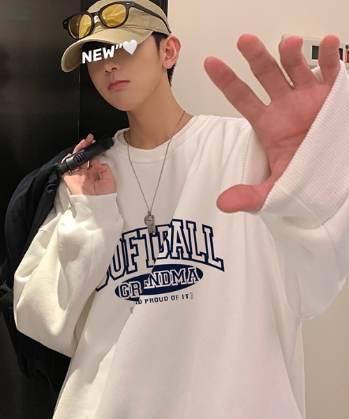 MGV（エムジーヴィー）の「カレッジプリント　ルーズシルエットトレーナー（スウェット・メンズ・ホワイト/ブラック/グレー・MEDIUM/LARGE/X-LARGE）」の15枚目の写真