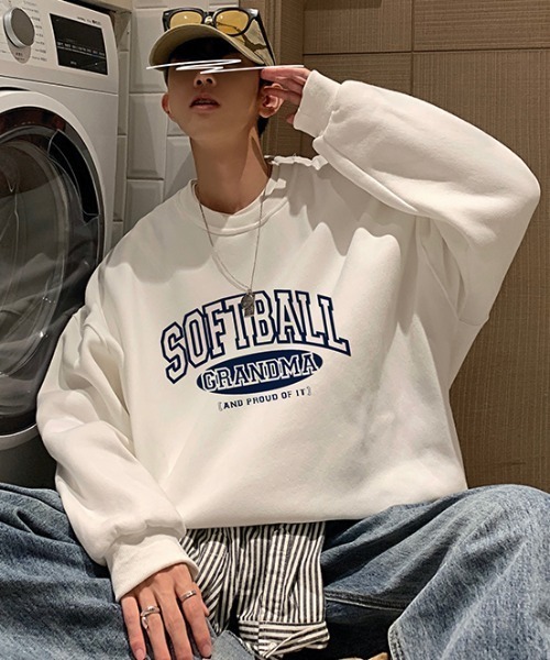 MGV（エムジーヴィー）の「カレッジプリント　ルーズシルエットトレーナー（スウェット・メンズ・ホワイト/ブラック/グレー・MEDIUM/LARGE/X-LARGE）」の10枚目の写真