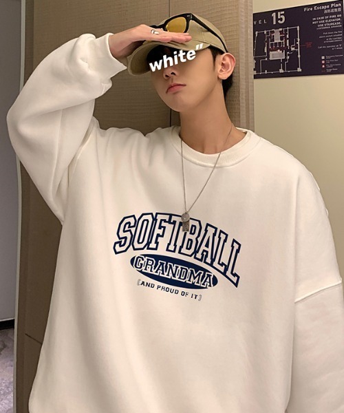 MGV（エムジーヴィー）の「カレッジプリント　ルーズシルエットトレーナー（スウェット・メンズ・ホワイト/ブラック/グレー・MEDIUM/LARGE/X-LARGE）」の6枚目の写真