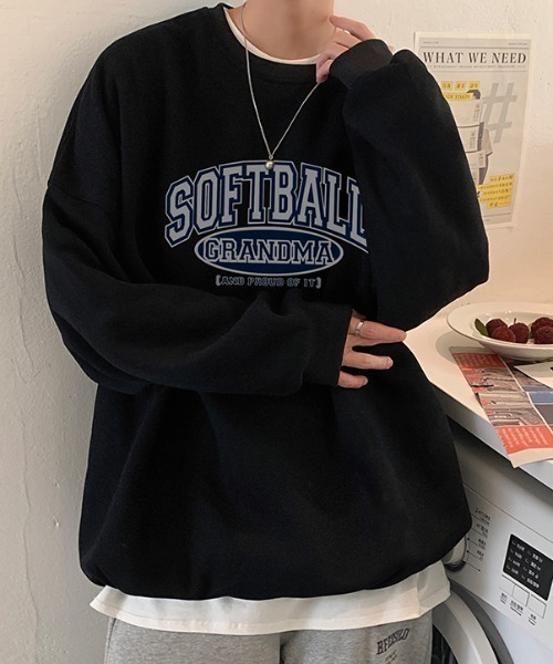 MGV（エムジーヴィー）の「カレッジプリント　ルーズシルエットトレーナー（スウェット・メンズ・ホワイト/ブラック/グレー・MEDIUM/LARGE/X-LARGE）」の12枚目の写真