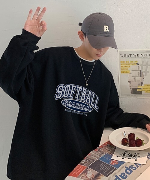 MGV（エムジーヴィー）の「カレッジプリント　ルーズシルエットトレーナー（スウェット・メンズ・ホワイト/ブラック/グレー・MEDIUM/LARGE/X-LARGE）」の13枚目の写真