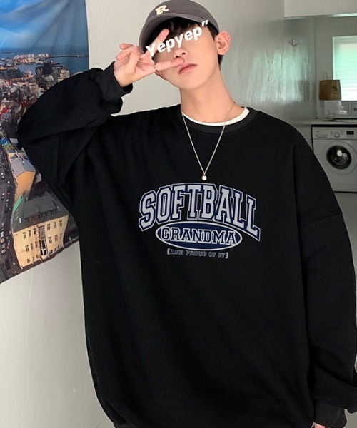 MGV（エムジーヴィー）の「カレッジプリント　ルーズシルエットトレーナー（スウェット・メンズ・ホワイト/ブラック/グレー・MEDIUM/LARGE/X-LARGE）」の16枚目の写真