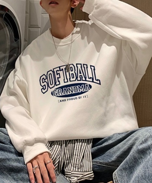 MGV（エムジーヴィー）の「カレッジプリント　ルーズシルエットトレーナー（スウェット・メンズ・ホワイト/ブラック/グレー・MEDIUM/LARGE/X-LARGE）」の17枚目の写真