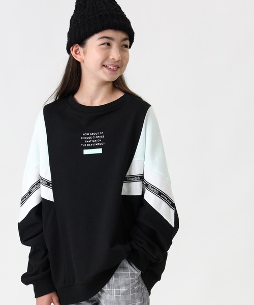 VIVIAN BLUE（ビビアンブルー）の「【VIVIAN BLUE】シェブロンプルオーバー（Tシャツ/カットソー・キッズ・ベージュ/ブラック・140/155/130/120）」の2枚目の写真